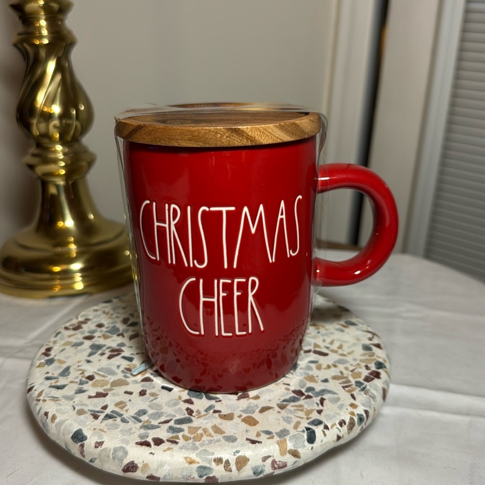 Rae Dunn Christmas Cheer coffee/tea/cocoa mug with topper
